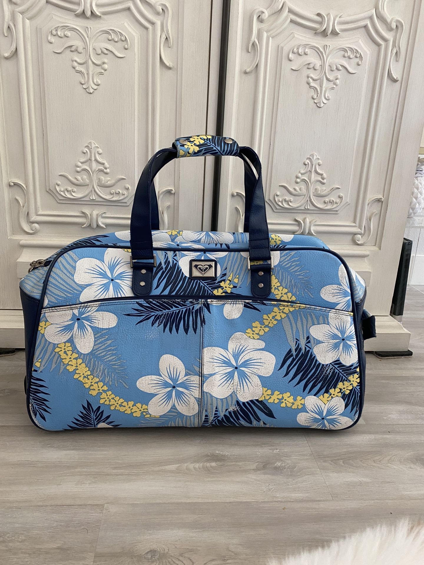 ROXY QUICKSILVER luggage Y2K vintage roller blue hawaii flower 90s surf