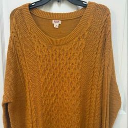 Mossimo Supply Co. Mustard Yellow Cable Knit Pullover Sweater - Size XL