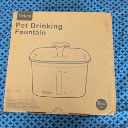 Veken 95oz/2.8L Pet Fountain, Automatic Cat Water Fountain Dog Water Dispenser with Replacement Filters for Cats, Dogs, Multiple Pets (Grey, Plastic)