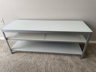 White glass tv stand