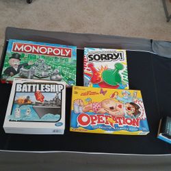10$ Battleship The Classic Electronic Game,Monopoly 10$,Sorry Game 5$, Operation 10$