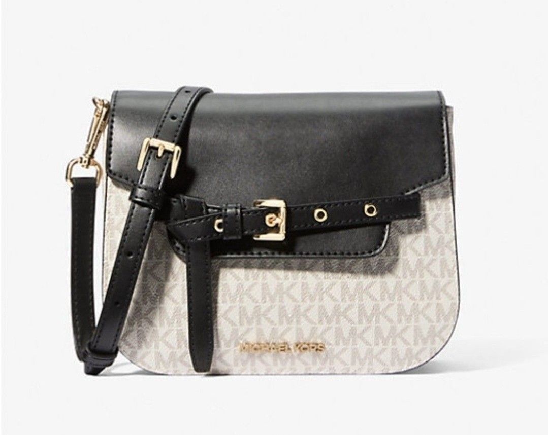 NEW MICHAEL KORS EMILIA SMALL LOGO CROSSBODY BAG IVORY/ BLACK, NEW WITH TAGS, WILL COME IN GIFT BAG!
