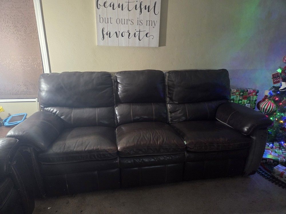 Brown Leather Sofa 