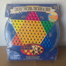 Vtg 1999 Cardinal Chinese Checkers, REGULAR CHECKERS & CHESS Metal Board Sealed