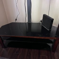 TV Stand All  Glass Top Wood Sides 