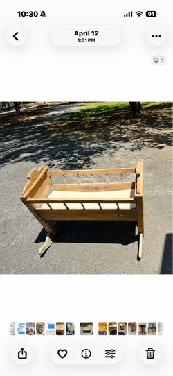 Antique Primitive Wooden Rocking Cradle – 19th Century Handmade Décor