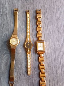 Lot of 3 Gold-Tone Women's Watches