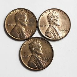 1939-D , 1939-S , 1939-S Wheat Cent Penny Coins