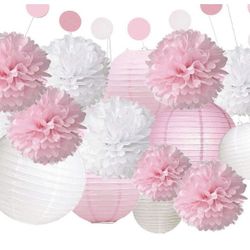 Brand new 13pcs decorative paper pom pom lantern for wedding birthday baby shower graduation meeting event home party decoration DIY art craft suppli
