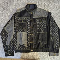 LV Black Crazy Denim Jacket Mens Size Medium