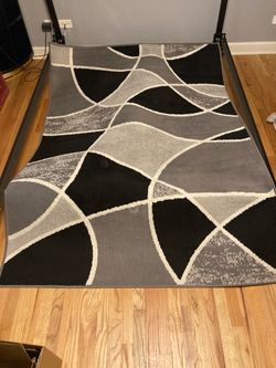 5x7 Low Profile Geometric Modern Area Rug Black/Gray/White