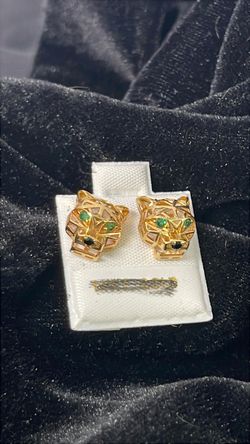 18k gold panther head stud earrings