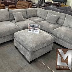BRAND NEW 4PCS SECTIONAL SOFA SET WITH OTTOMAN AND ACCENT PILLOW INCLUDED $549