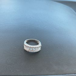 Ladies, silver and stone ring size 8 silver sterling