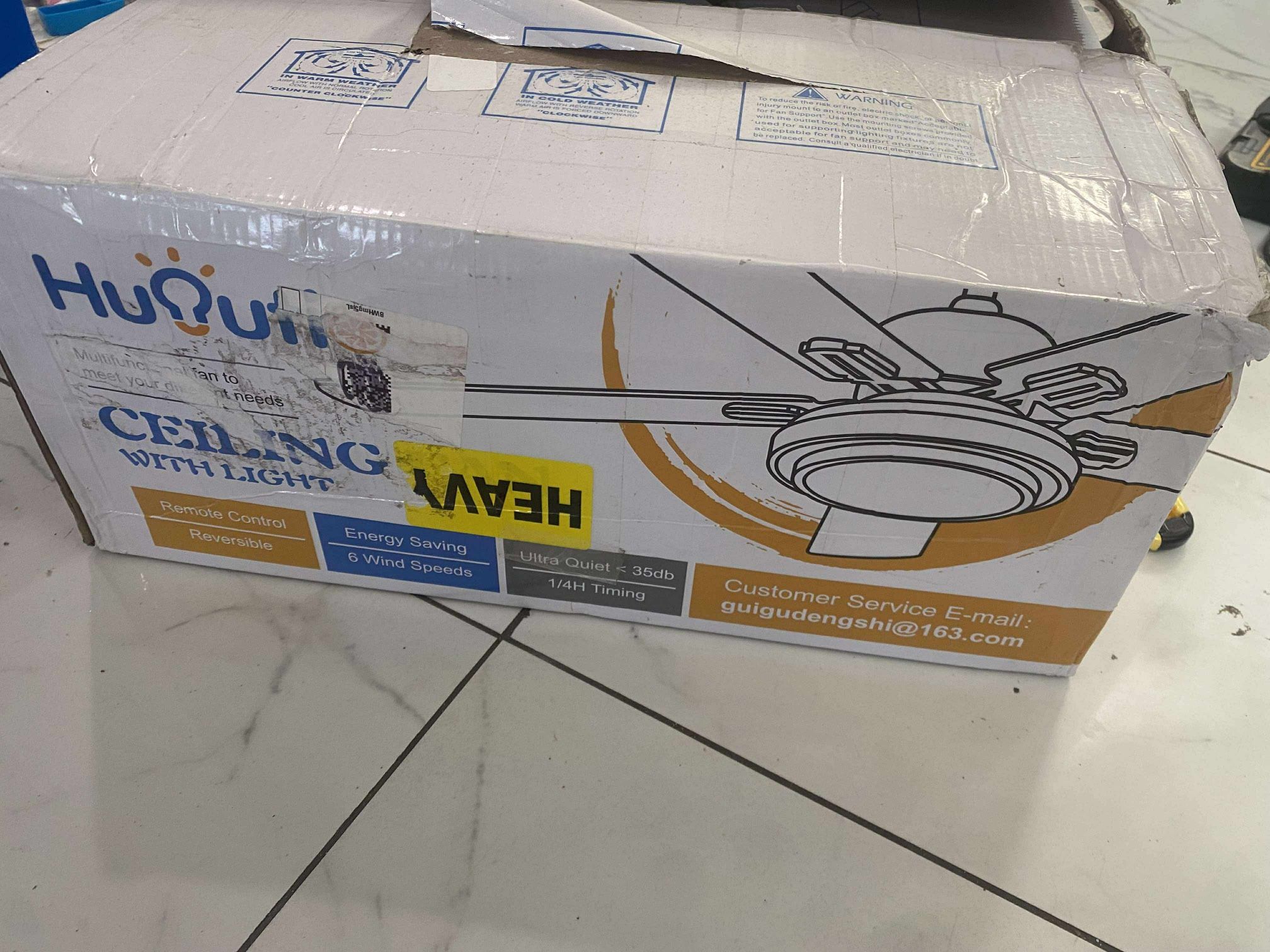 Huquiti Ceiling Fan with Light,50" Brushed Nickel Ceiling Fan