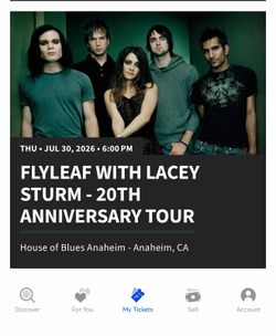 Flyleaf concert tickets house of blues anaheim