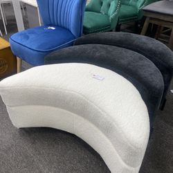 $85 EACH New Sherpa Upholstered Half Crescent Moon Storage Bench Large Ottoman Black or White 