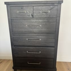 6-Drawer Black Brown Dresser Chest