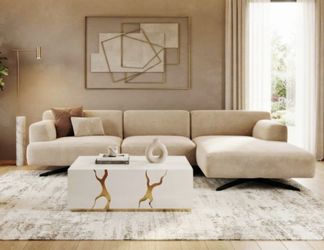 NEW SECTIONAL BEIGE VELVET 110x60