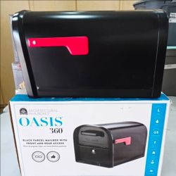 NEW Black Architectural Mailboxes 6300B-10 Oasis 360 Locking Parcel Mailbox 2 Locks, 4 Sets of Keys