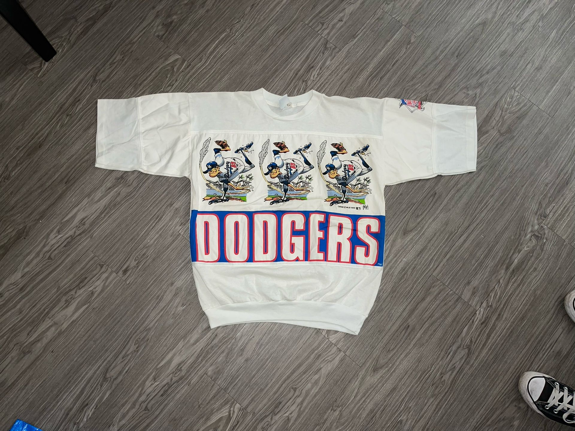 Rare Vintage 1989 Los Angeles Dodgers Caribe Size Large Sweatshirt Jack Davis S/S MLB