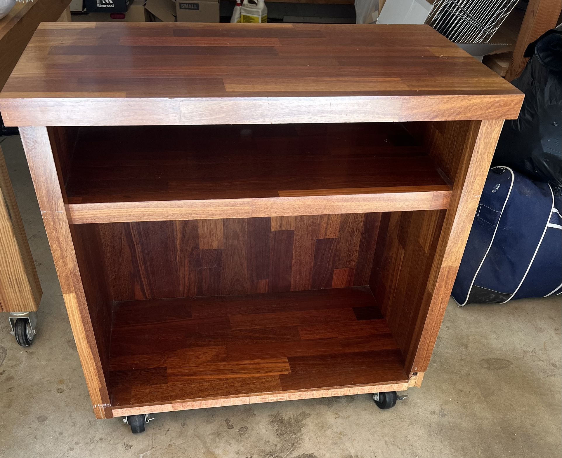 Brown Wooden Table for TV and Consoles With Wheels