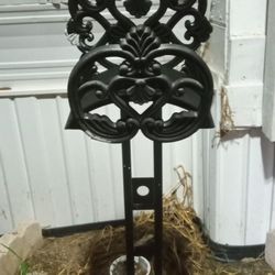 Vintage Cast Iron Black Metal Garden Hose Stand