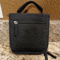 Small Black Nylon Wallet Purse Black Multiple Compartment