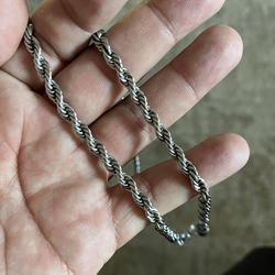 24” Silver Solid Rope Chain