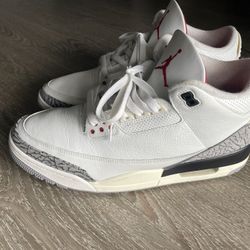 USED   Nike Air Jordan 3 white cement reimagined           ***Mens Size 12.5***