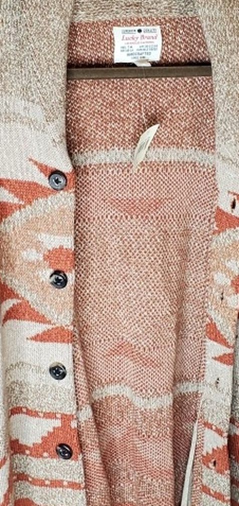 New With Tags.. Lucky Brand Heavy Cardigan Sweater Sz Lrg..