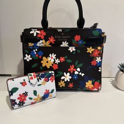 NWT Kate Spade Medium Satchel Staci & Contrasting Matching Compact Bifold Wallet 
