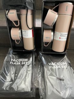 Kids Pink Vacuum Flask Set: Tumbler & 2 Cups