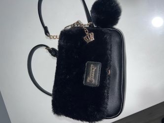 small fluffy black juicy couture crossbody bag