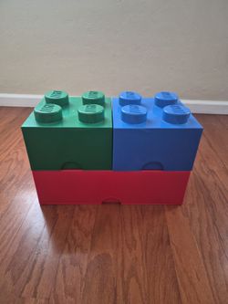 Three LEGO storage brick  (one 8 and two 4s)