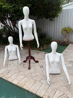 Set of 3 Glossy White Female Torso Mannequins