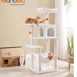   Feandrea Cat Tree, 56.3-Inch Cat Tower for Indoor Cats, Multi-Level Cat Condo...