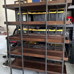 2 Tall Expressing/Darkwood Shelves With Black Metal Bars