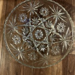 Vintage Glass Flower Star Pattern Bowl 