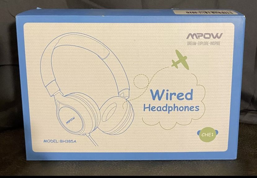 NIB~MPOW CHE1 Kids Wired Headphones BH385A, Black/Blu~(iPhone/Tablet/PC)