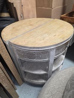 Bedside Wood Tables with Carved Detail