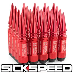SICKSPEED 35 PC RED SPIKED ALUMINUM EXTENDED 108MM 3 PC LUG NUTS 12X1.5 N17