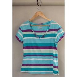 Columbia PFG striped top Blue  Purple White Women s Large 