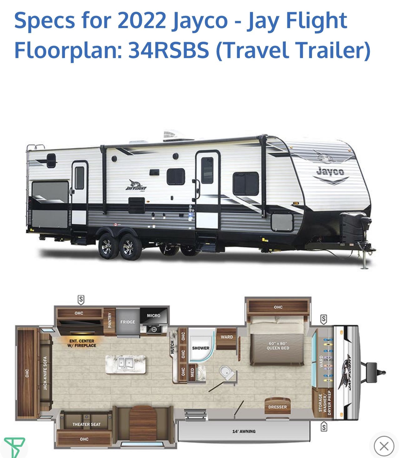 Jayco Travel Trailer Jay Flight 34RSBS