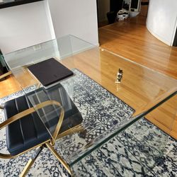 Stunning Solid Glass Waterfall Office Desk 