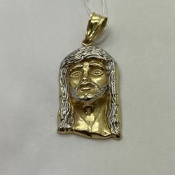 JESUS PENDANT 10K2T YELLOW & WHITE GOLD 