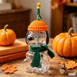 Starbucks x Peanuts Snoopy Glass Cup 22oz Authentic -