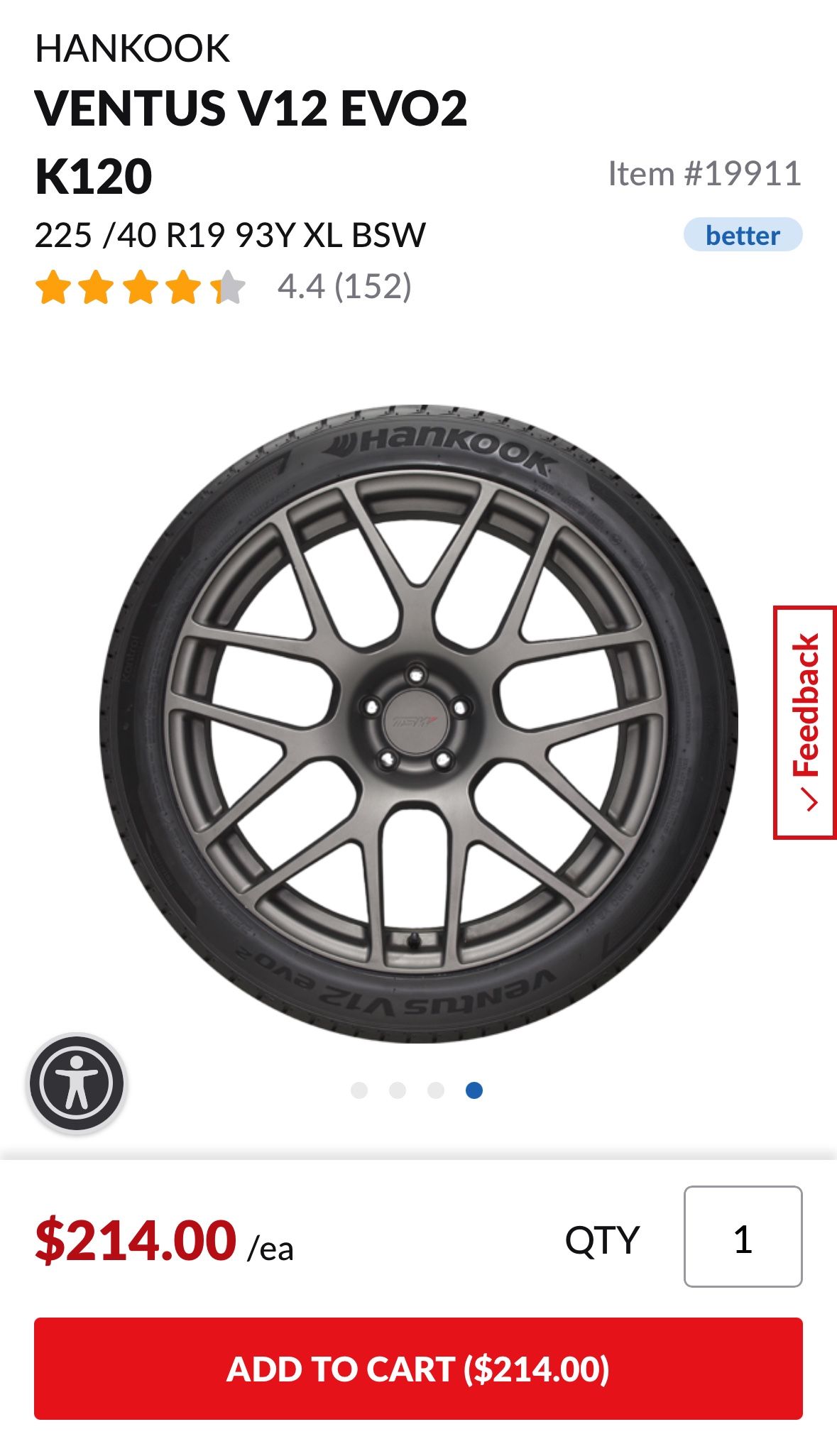 Hankook Ventus V12 Evo2 225/40ZR19