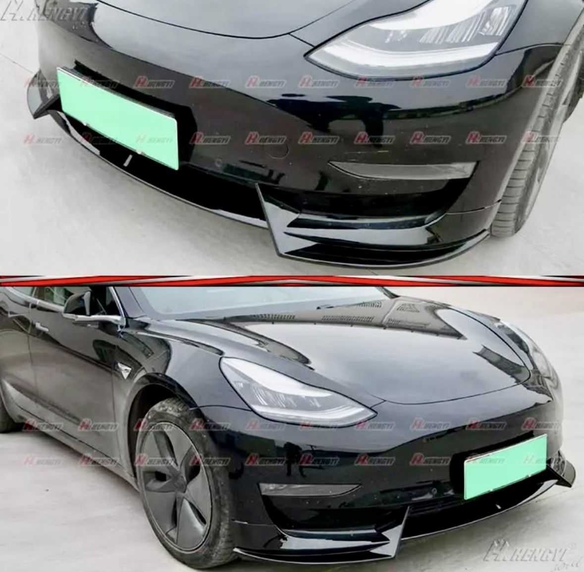 2017-2023 Tesla Model 3 Gloss Black Front Lip