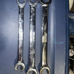 SNAP ON TOOL SAE 6 PT DOUBLE END FLARE NUT WRENCH SET  1/2"- 13/16"  3 PC RXFS SET 